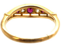 Edwardian 18ct Gold, Ruby & Diamond Five Stone Ring