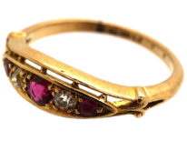 Edwardian 18ct Gold, Ruby & Diamond Five Stone Ring