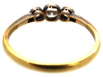 Edwardian 18ct Gold & Platinum, Three Stone Diamond Ring with Diamond Set Shoulders