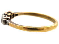 Edwardian 18ct Gold & Platinum, Three Stone Diamond Ring with Diamond Set Shoulders