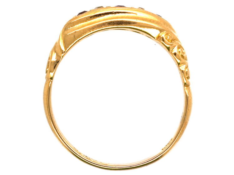 Edwardian 18ct Gold, Ruby & Diamond Five Stone Ring