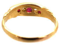 Edwardian 18ct Gold, Ruby & Diamond Five Stone Ring