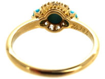 Edwardian 18ct Gold, Three Stone Turquoise & Diamond Ring