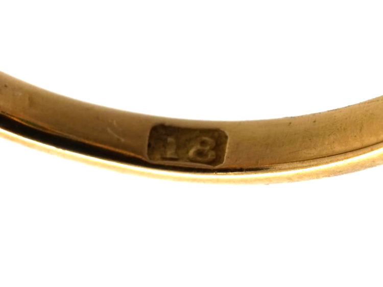 Edwardian 18ct Gold, Three Stone Turquoise & Diamond Ring