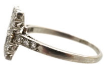 Art Deco Platinum & Diamond Rectangular Ring with Diamond Set Shoulders