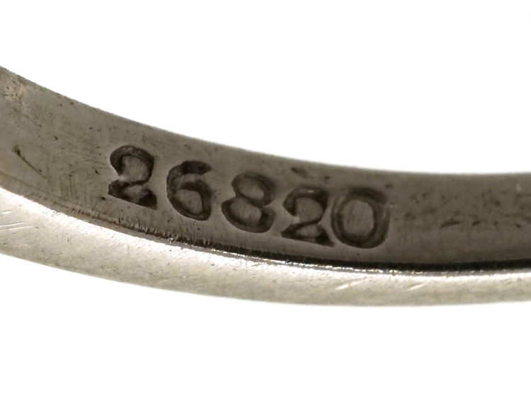 Art Deco Platinum & Diamond Rectangular Ring with Diamond Set Shoulders