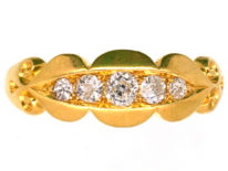 Edwardian 18ct Gold Five Stone Diamond Ring with Scalloped Edge