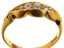 Edwardian 18ct Gold Five Stone Diamond Ring with Scalloped Edge