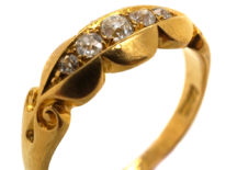 Edwardian 18ct Gold Five Stone Diamond Ring with Scalloped Edge