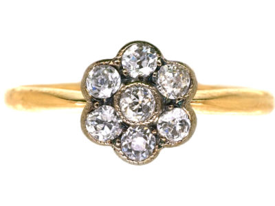 Edwardian 18ct Gold & Platinum, Diamond Cluster Ring
