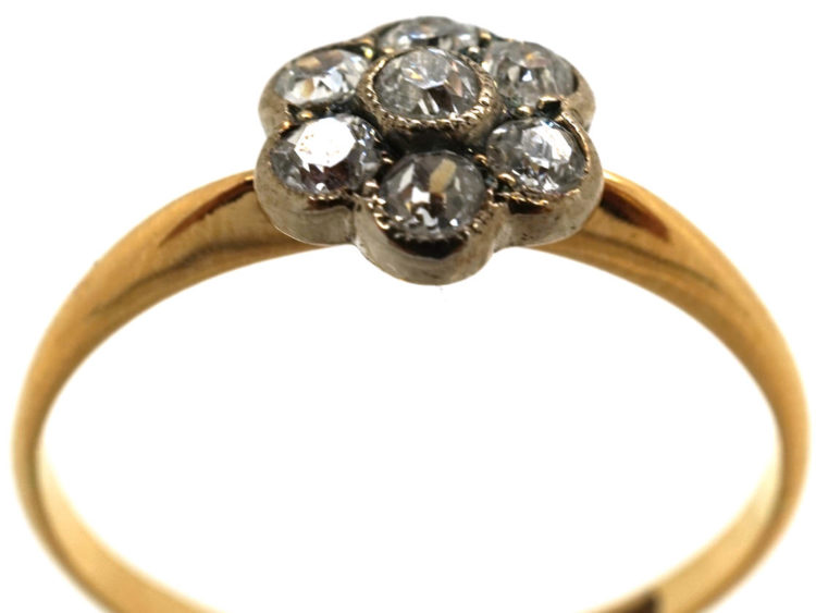 Edwardian 18ct Gold & Platinum, Diamond Cluster Ring