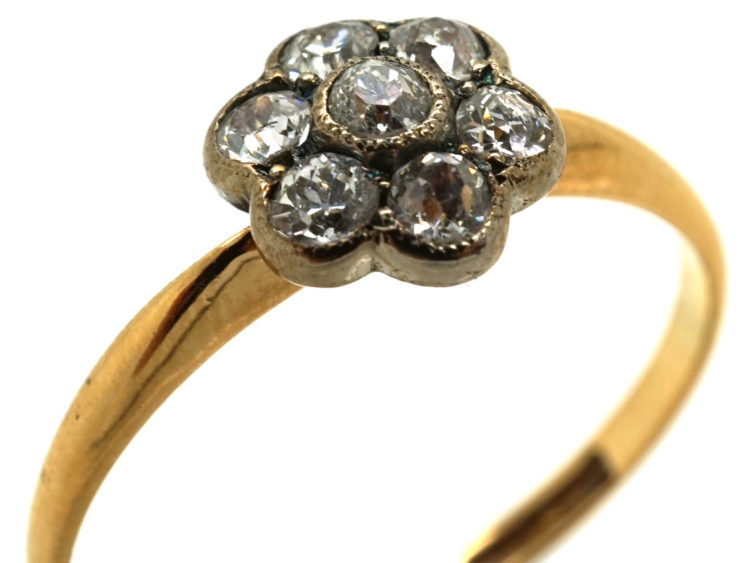 Edwardian 18ct Gold & Platinum, Diamond Cluster Ring