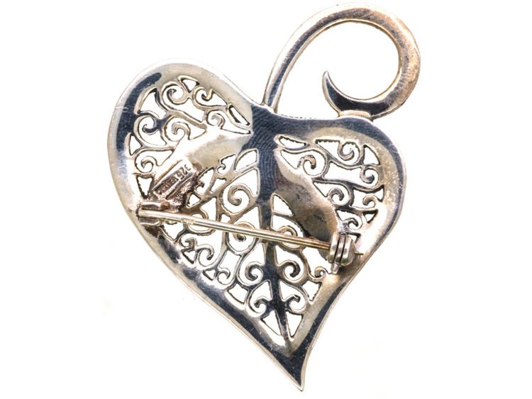 Silver & Marcasite Leaf Brooch