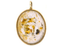 Victorian 9ct Gold & Porcelain Miniature Pendant of Boy with Hat