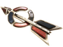 Scottish Silver, Jasper & Bloodstone Arrow & Target Brooch