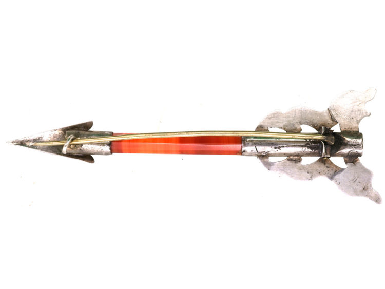 Scottish Silver & Carnelian Arrow Brooch