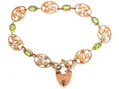 Art Nouveau 9ct Gold & Peridot Bracelet