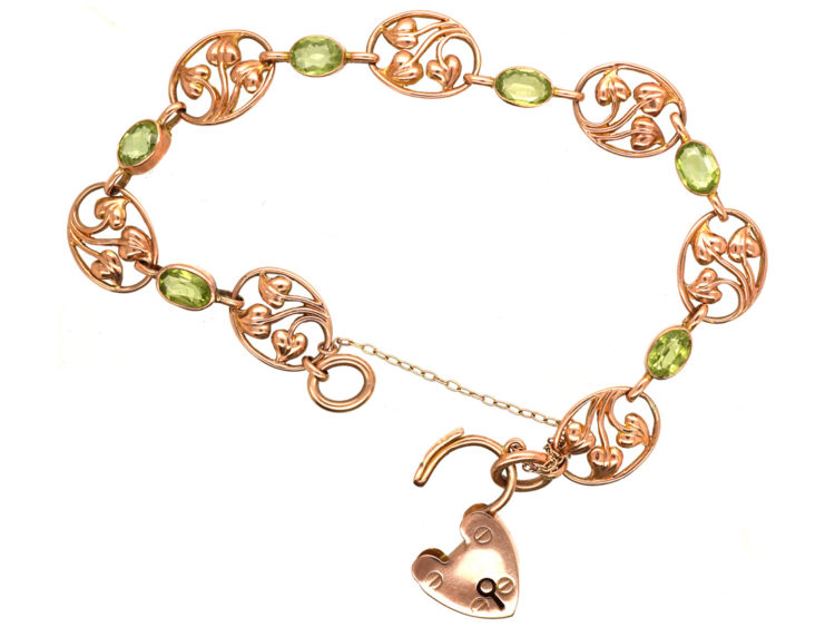 Art Nouveau 9ct Gold & Peridot Bracelet