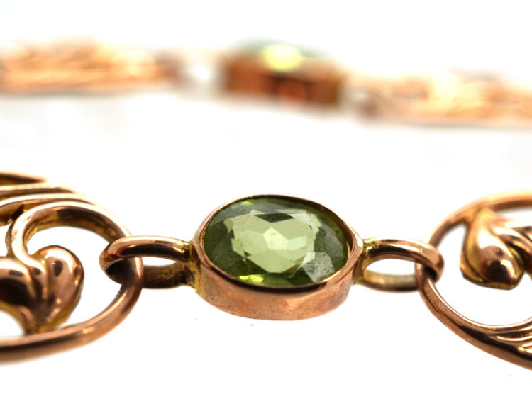Art Nouveau 9ct Gold & Peridot Bracelet