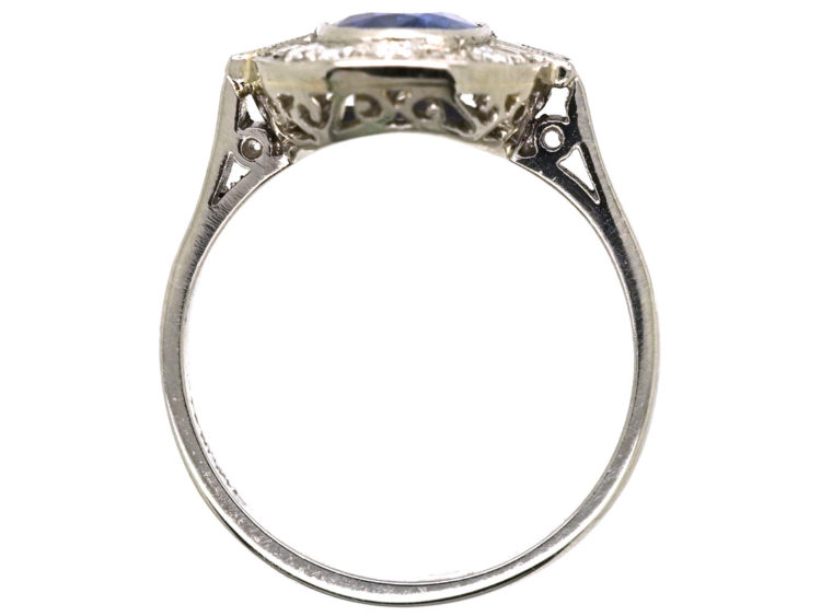 18ct White Gold & Platinum, Sapphire & Diamond Oval Cluster Ring