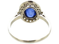 18ct White Gold & Platinum, Sapphire & Diamond Oval Cluster Ring