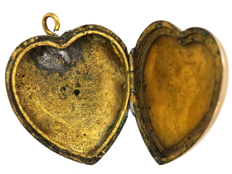 Edwardian 9ct Back & Front Heart Shaped Locket set with a Rose Diamond