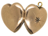 Edwardian 9ct Back & Front Heart Shaped Locket set with a Rose Diamond