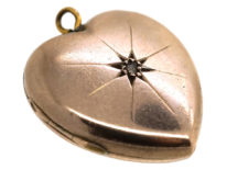 Edwardian 9ct Back & Front Heart Shaped Locket set with a Rose Diamond