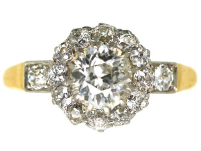Edwardian 18ct Gold & Diamond Cluster Ring