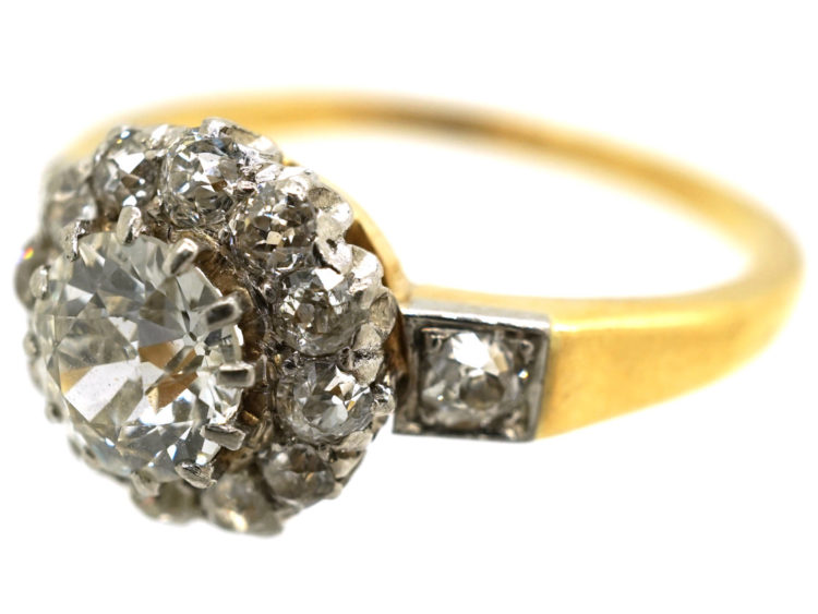 Edwardian 18ct Gold & Diamond Cluster Ring