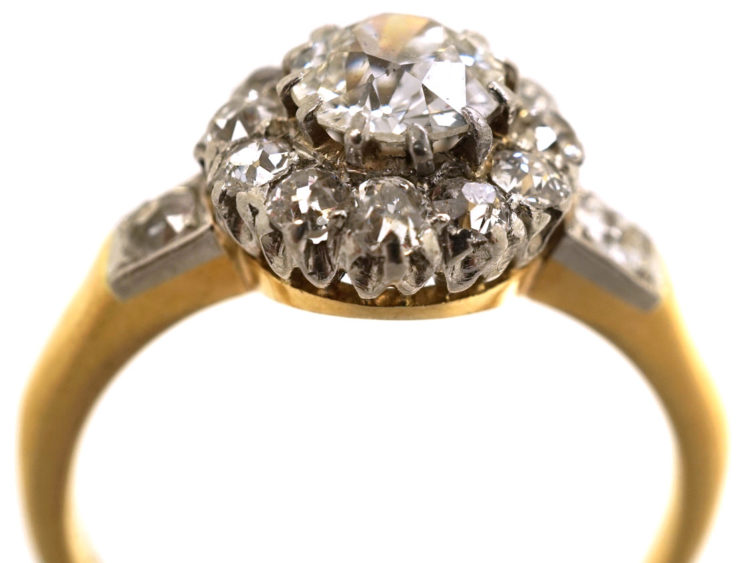 Edwardian 18ct Gold & Diamond Cluster Ring