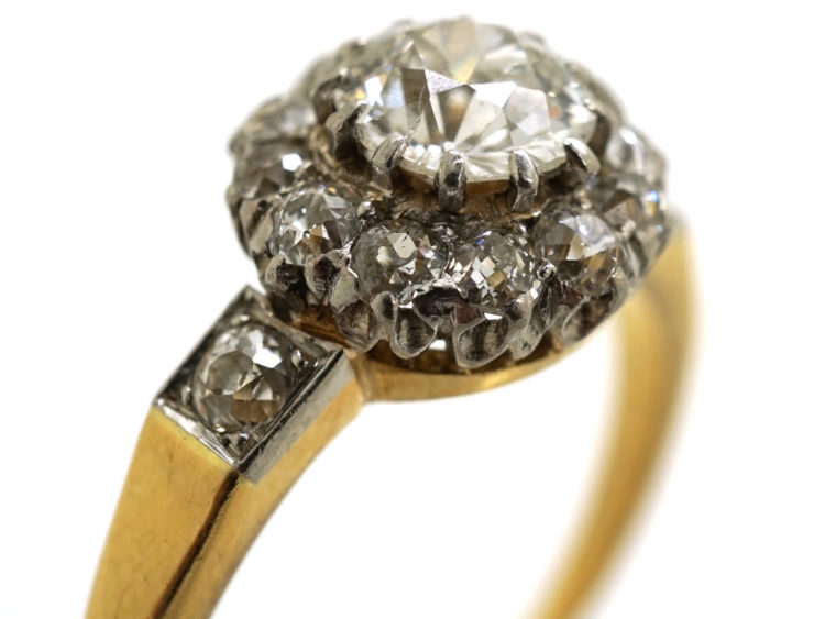 Edwardian 18ct Gold & Diamond Cluster Ring