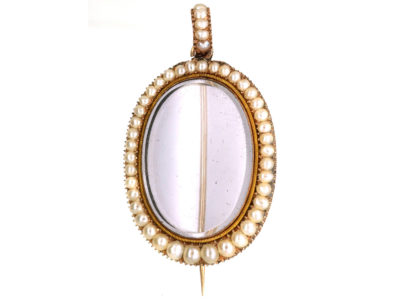Georgian 9ct Gold & Natural Pearl Brooch / Pendant