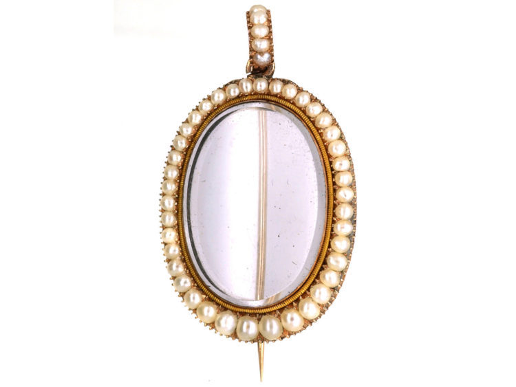 Georgian 9ct Gold & Natural Pearl Brooch / Pendant