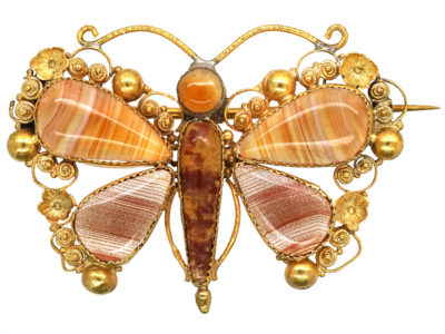 Regency 18ct Gold & Agate Butterfly Brooch Regency 18ct Gold & Agate Butterfly Brooch