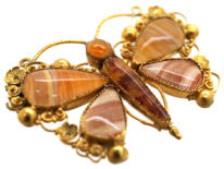 Regency 18ct Gold & Agate Butterfly Brooch