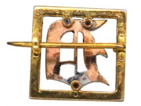 Art Deco 15ct Gold, Platinum, Rose Diamond & Blue Enamel 