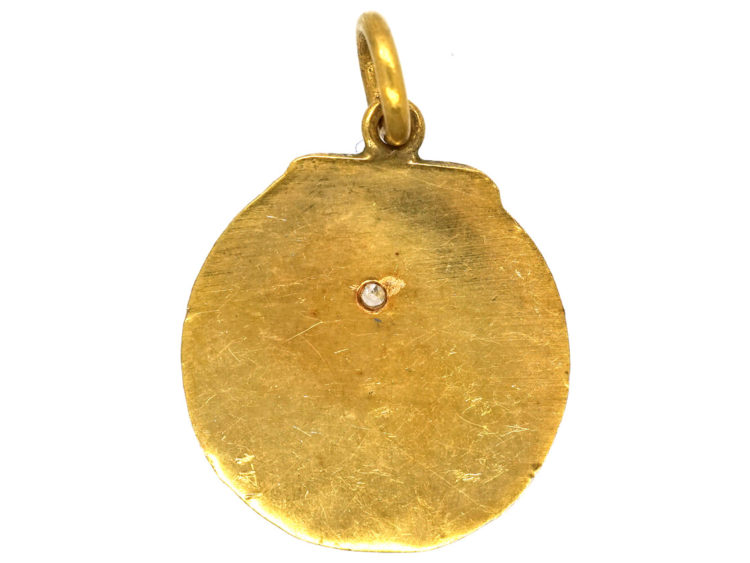 Art Nouveau 14ct Gold Pendant of a Lady with a Diamond in her Hair