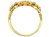 18ct Gold, Ruby & Diamond Cluster Ring