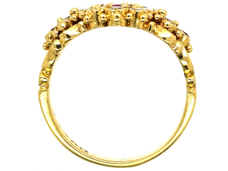 18ct Gold, Ruby & Diamond Cluster Ring
