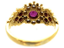 18ct Gold, Ruby & Diamond Cluster Ring