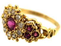 18ct Gold, Ruby & Diamond Cluster Ring