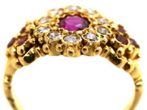 18ct Gold, Ruby & Diamond Cluster Ring