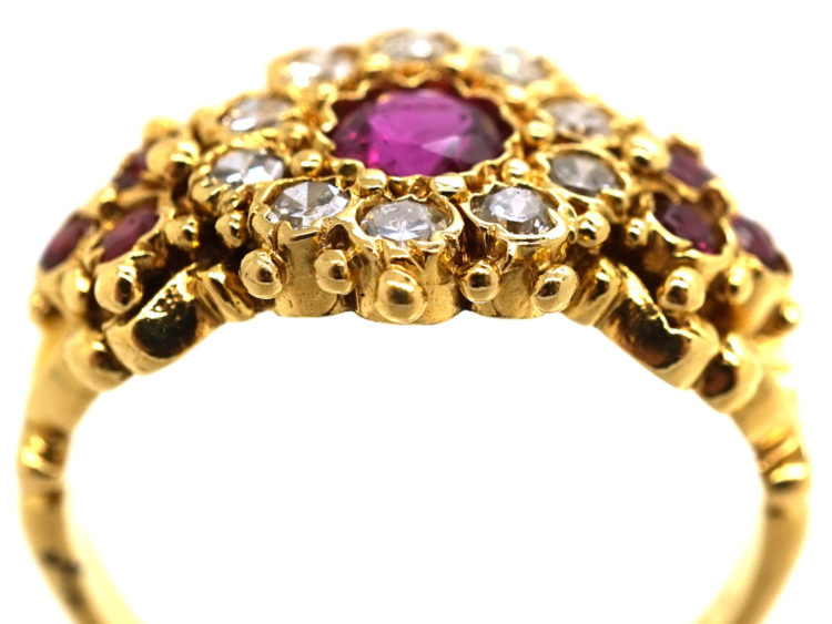 18ct Gold, Ruby & Diamond Cluster Ring