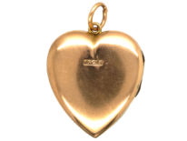Edwardian Large 15ct Gold Heart Shaped Locket set with a Diamond