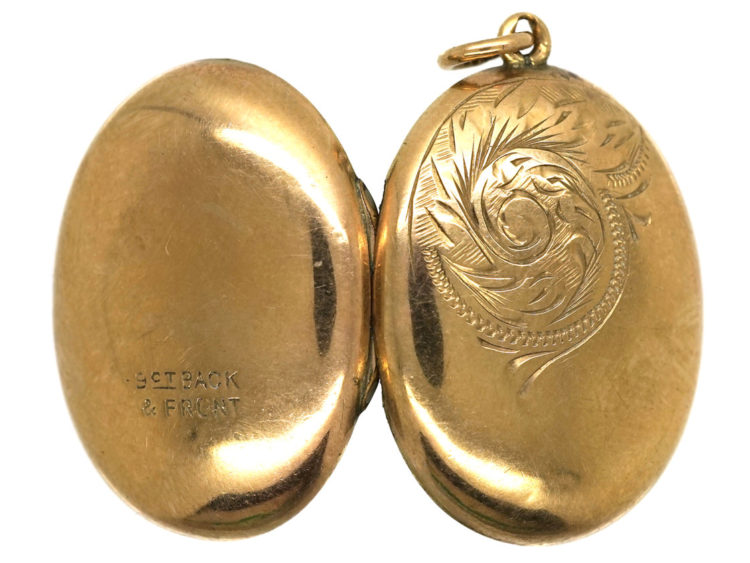 Edwardian 9ct Gold Back & Front Oval Locket