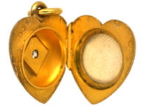 Edwardian Heart Shaped Locket set with a Diamond
