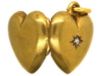 Edwardian Heart Shaped Locket set with a Diamond