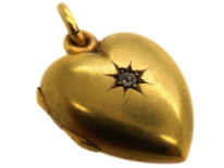 Edwardian Heart Shaped Locket set with a Diamond