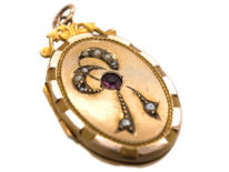 Edwardian 9ct Back & Front Oval Locket with Bow Motif